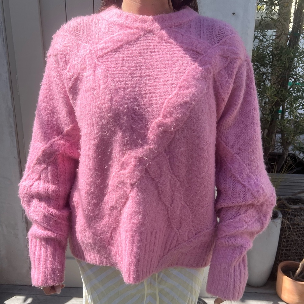 For Love and Lemons Carly Open Back Sweater in Pink - M